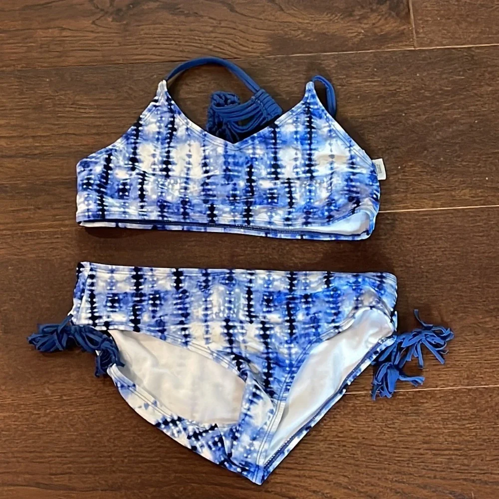 KANU Surf Girls Blue and White Bikinis Size 12